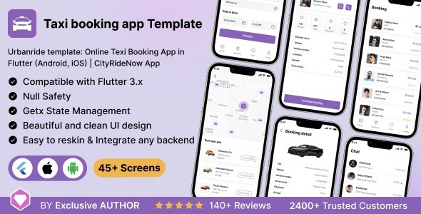 Urbanride template: Online Texi Booking App in Flutter (Android, iOS) | CityRideNow App