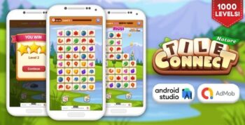 Nature Tile Connect – Matching Game Android Studio Project with AdMob Ads + Ready to Publish