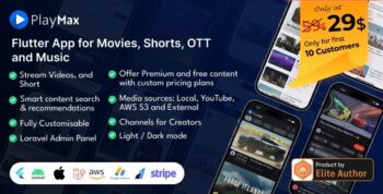 Playmax Flutter app for Online Videos, Reels & Shorts with Laravel Admin Panel 1.0.1