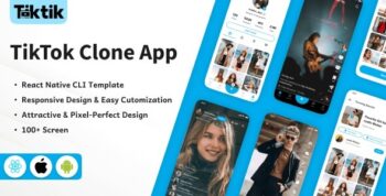 TikTok Clone – React Native Mobile App Template – Android/iOS UI Kit