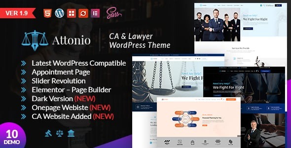 Attonio | Lawyer and CA Elementor WordPress Theme 1.9