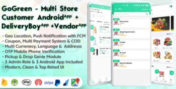GoGreen – Food, Grocery, Pharmacy Multi Store(Vendor) Android App with Interactive Admin Panel 2.1