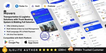 MoversPro – Truck Booking System – Transport & Logistics Solutions – Bidding Flutter Full Solution 1.3