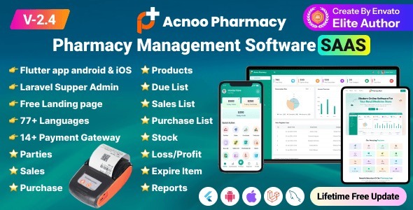 Acnoo Pharmacy – SaaS Pharmacy Management Software & Flutter App with Admin Panel 3.1