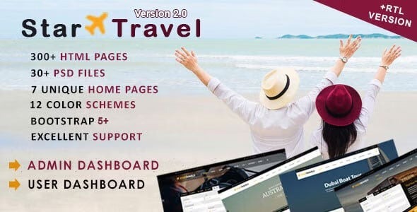 Star Travel – Travel, Tour, Hotel Booking & Admin Dashboard HTML5 Template 2.0
