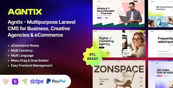 Agntix – Multipurpose Laravel CMS for Business, Portfolio, Creative Agencies & eCommerce 1.2.3