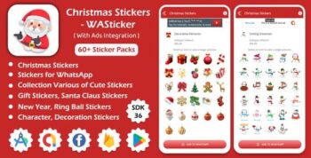 Christmas Stickers - WASticker, Sticker for Whatsapp Android App with AD Integration