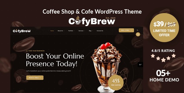 Cofybrew – Coffee Shop & Cafe WordPress Theme 1.0.2