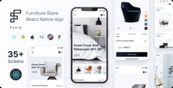Funiq – Furniture Store React Native App | CLI 0.72.3 | TypeScript | Redux Store | Admin Panel
