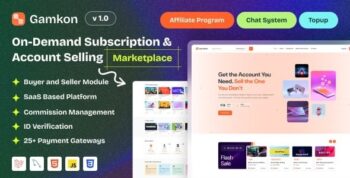 Gamkon – On Demand Subscription Based Digital ID Selling Marketplace with Buyer and Seller Module 2.0.3