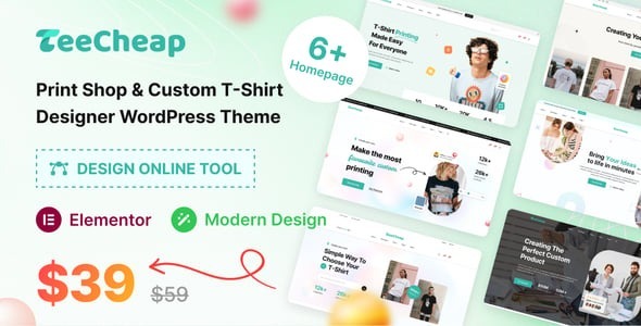 TeeCheap – Print Shop & Customize T-shirt Design Online WordPress theme 1.2.8