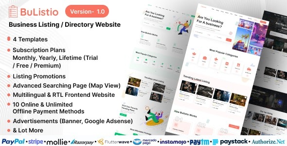Bulistio – Business Listing / Directory Subscription Based Website (AI Powered) 4.0