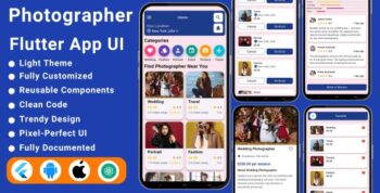 Photographer Booking Flutter App Template | Photography, Event, Wedding & Studio Booking