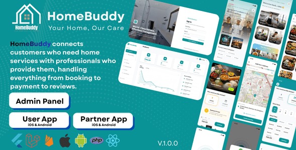 HomeBuddy – Complete On-Demand Home Service Booking Platform | Laravel + Flutter