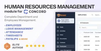 Human Resources Management for Concord CRM - HRM, Employees, Payroll, Leave, Attendance & Timesheets