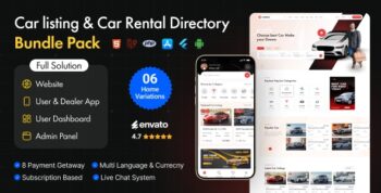 Carbaz – Car listing & Car Rental Directory Laravel Script with Mobile App (Bundle)