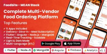 FoodBite Multi Restaurant – Food Delivery App with NodeJS, MongoDB Angular & Flutter
