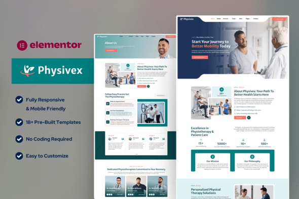 Physivex – Physical Therapy & Physiotherapy Elementor Template Kit