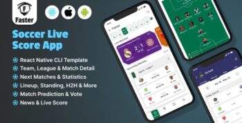 Soccer Live Scores App | React Native Mobile App Template | Teams, Scores, Matches, Stats, News 1.1