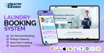 UltraWash – Complete Multi-Store Laundry Booking Solution (App + Website + Admin Panel) | On-Demand