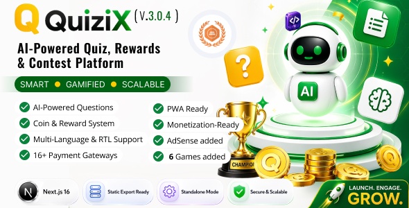 QuiziX – AI Quiz & Trivia Game | Laravel + Next.js Gamified Quiz Platform 3.0.4