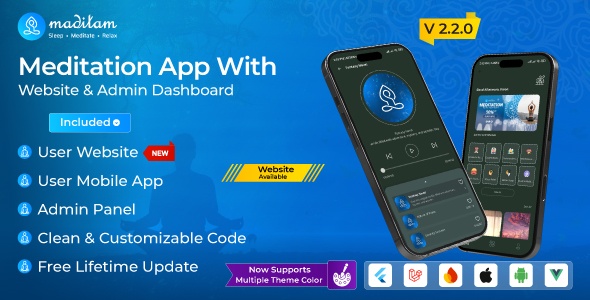 Maditam: Best Meditation App with web admin | Daily Meditations App | Music app with web admin 2.2.1