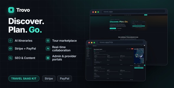 Trovo — AI Travel Itinerary Planner & Tour Marketplace SaaS (Next.js, Stripe, Admin)